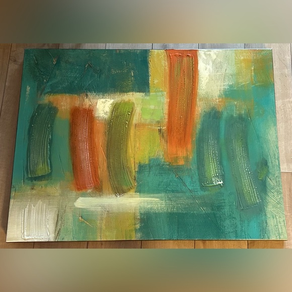 Abstract Teal and Orange Canvas Art